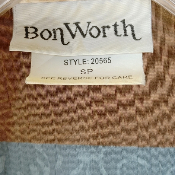 BonWorth Patterned 2 piece Patterned Shirt Blouse Set Size SP - Picture 10 of 12